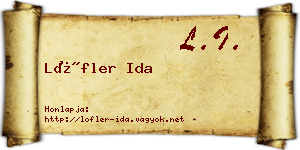 Löfler Ida névjegykártya
